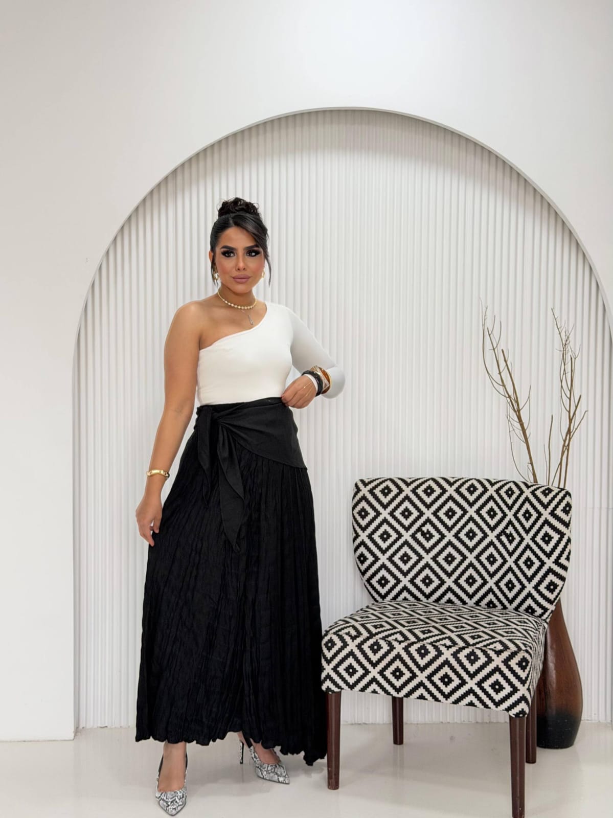 Pleated Kitab Skirt with Scarf — photo 4 — Yokaa Skirt