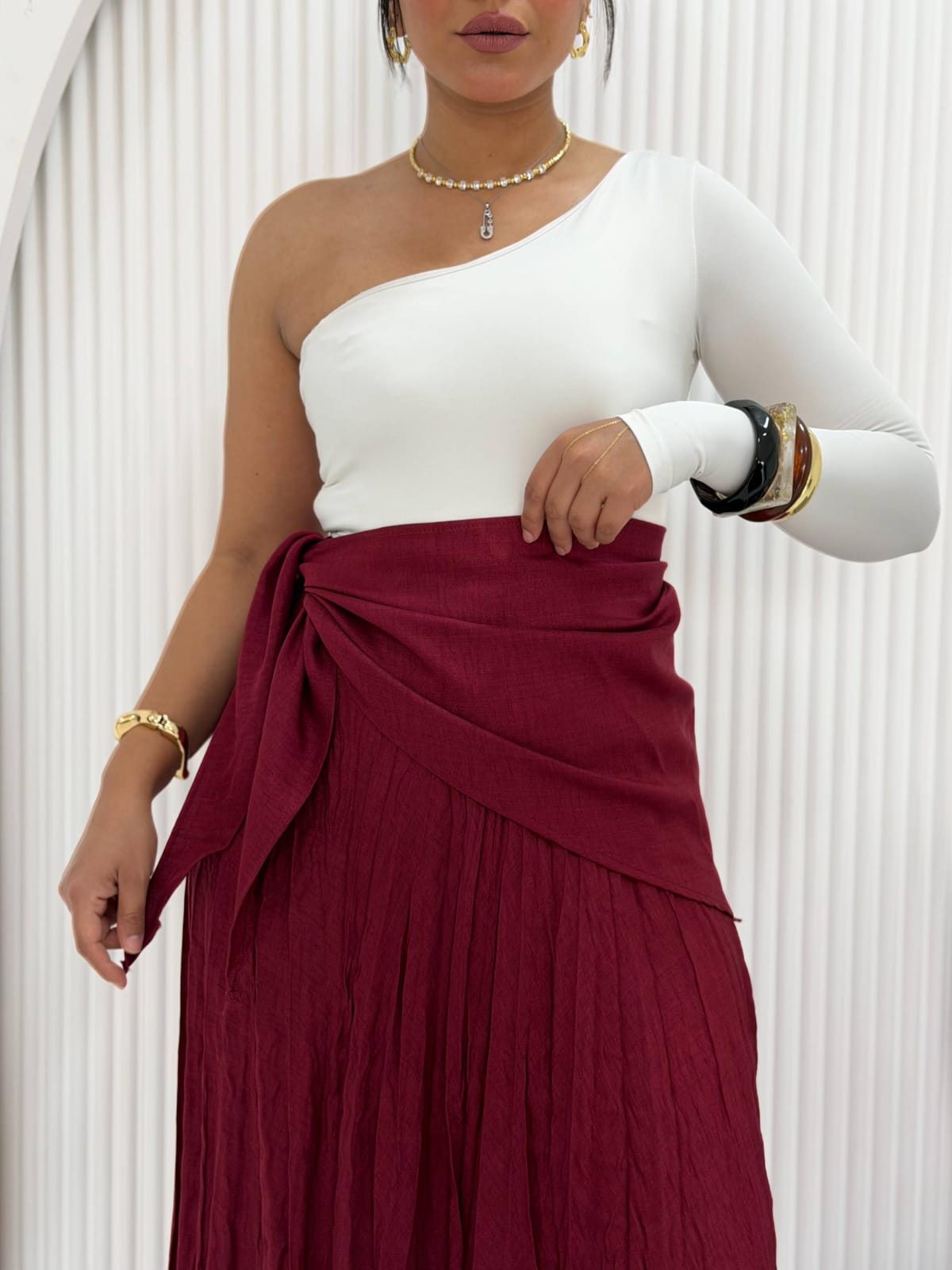 Pleated Kitab Skirt with Scarf — photo 3 — Yokaa Skirt