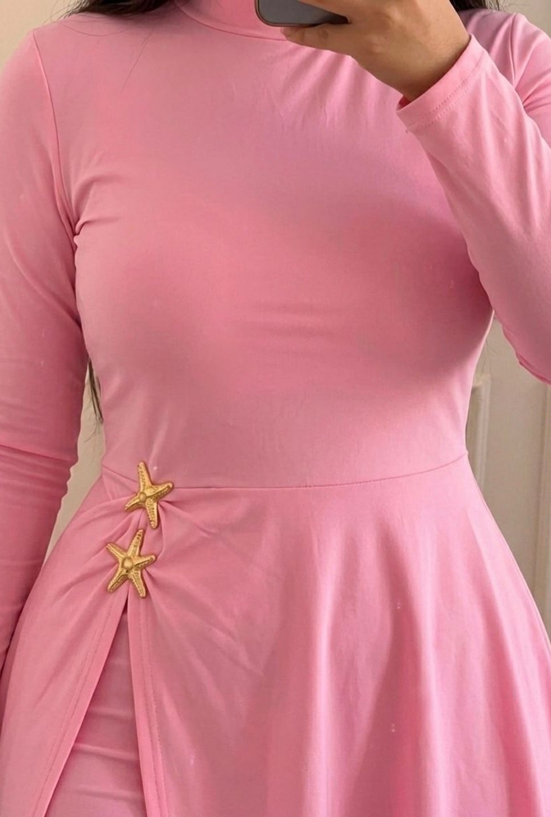 Two-Piece Burkini Swimsuit with Star Brooch — photo 3 — Yokaa Swimwear