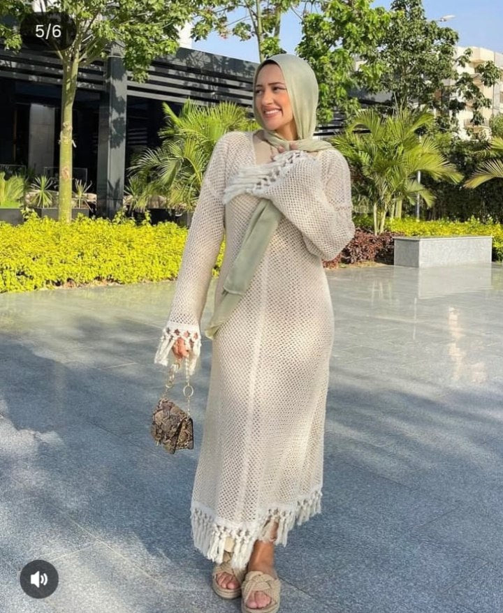 Beige Mesh Fringe Dress — photo 2 — Yokaa Dress