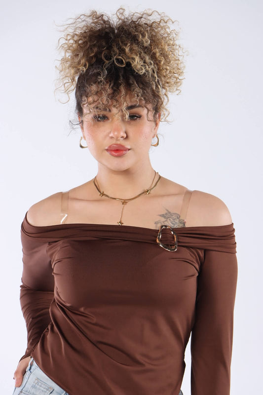Basic Off-Shoulder Top Ribbed Fabric — Top by Yokaa