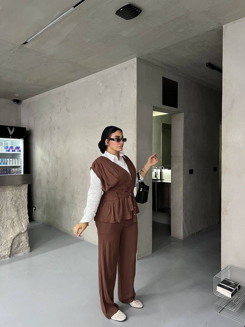 Two-Piece Suit Set with Back Tie Belt — photo 4 — Yokaa Suit Set