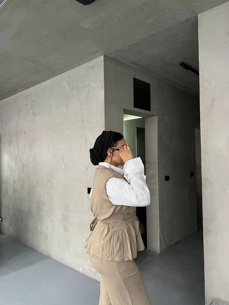 Two-Piece Suit Set with Back Tie Belt — photo 2 — Yokaa Suit Set