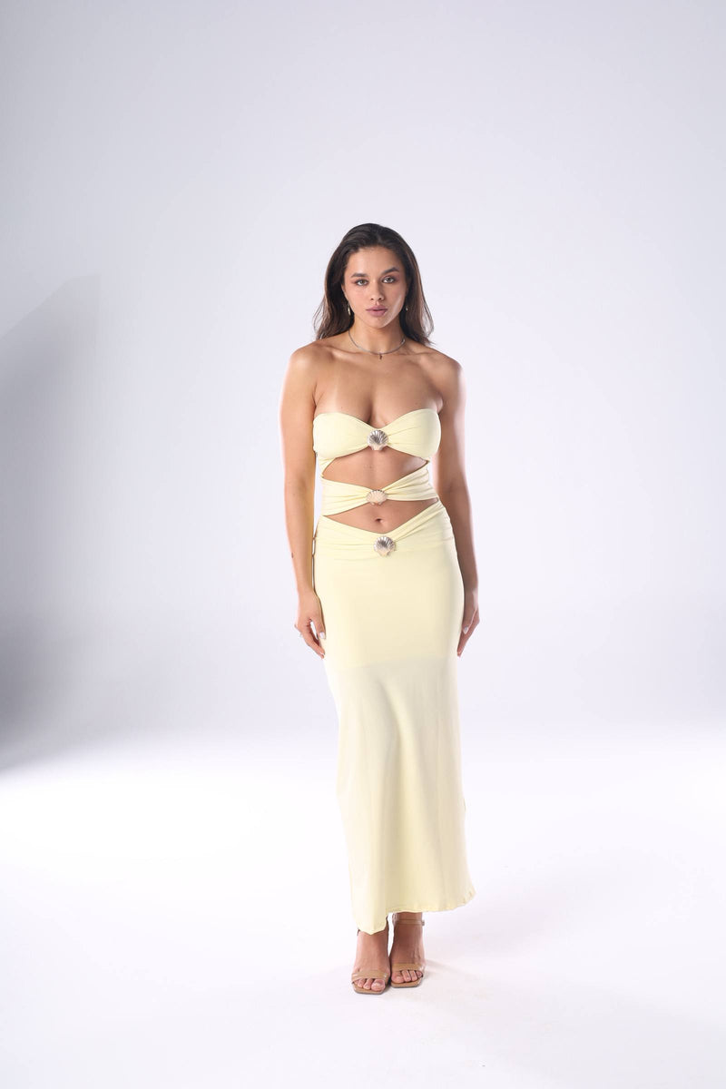 Strapless Dress with Triple Cut-Outs